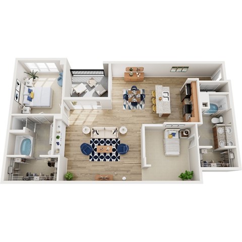 Floor plan for 2 beds, 2 baths, 1503 sqft